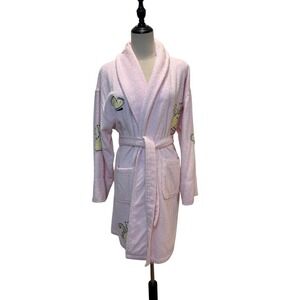 Aegean Apparel Robe Pink Terry Cloth Coquette Butterfly Soft Girl Preppy